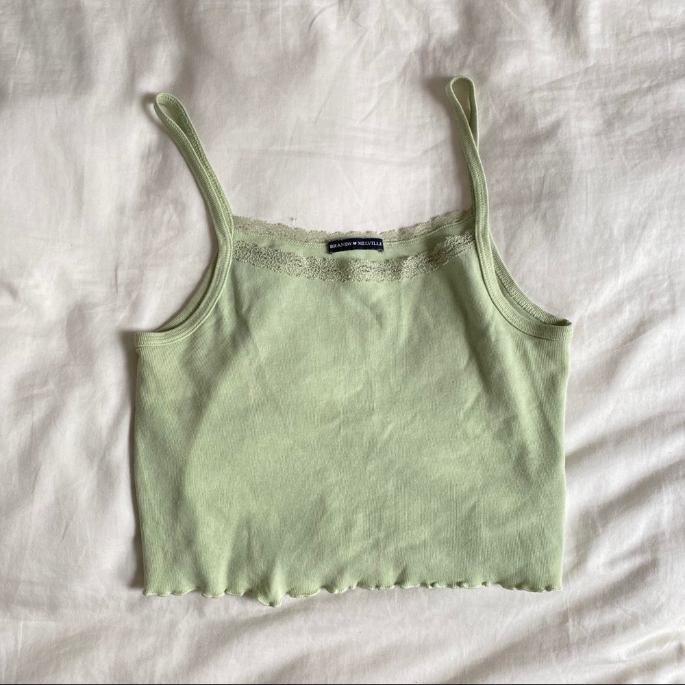 Brandy Melville Green Ruffle Tank